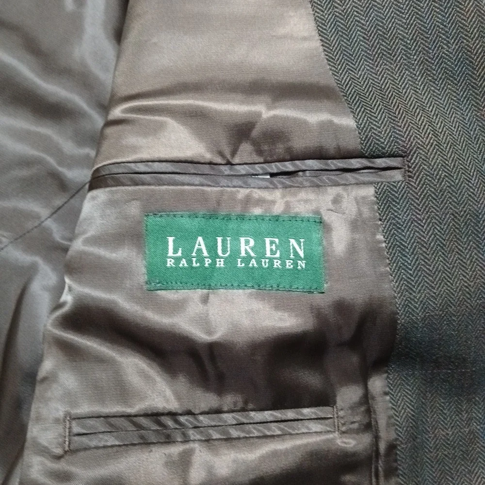 Lauren Ralph Lauren Mens Chocolate Wool Herringbone Blazer‎ Size 42R